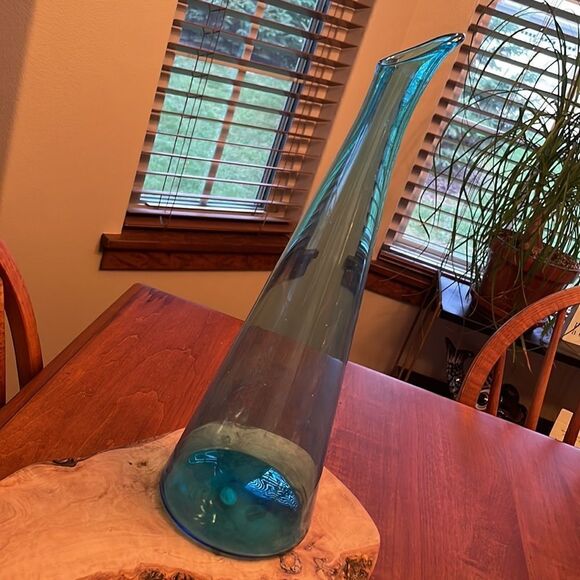 Venetian Turquoise Glass Vase - Picture 3 of 7